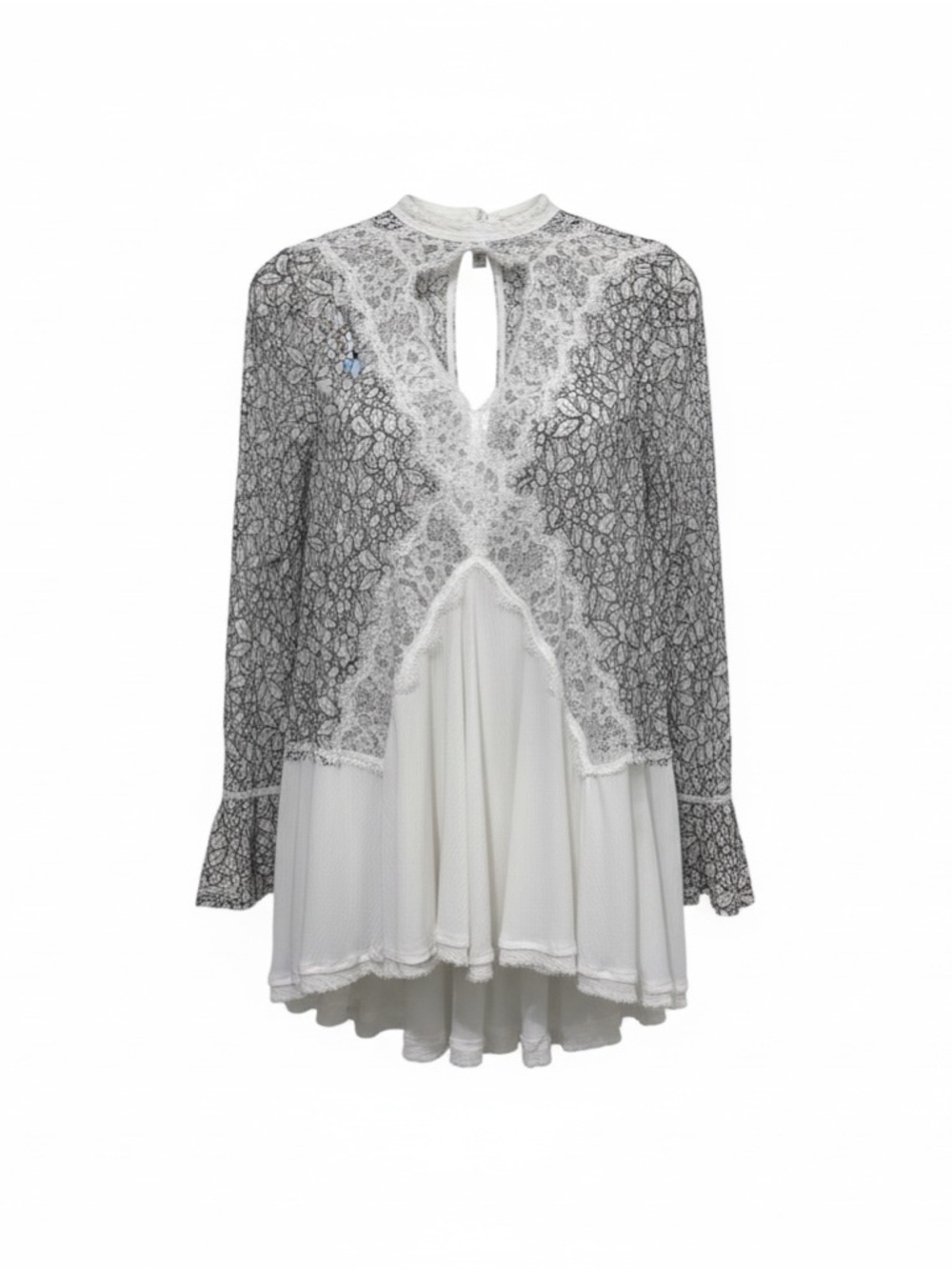 Free People - “Tell Tale” Cutout Lace Tunic Mini Dress, Small - Picture 5 of 8